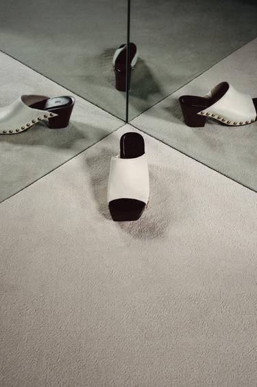 LIMITED EDITION LEATHER WEDGES WITH STUD DETAIL - White by Zara - Image 0