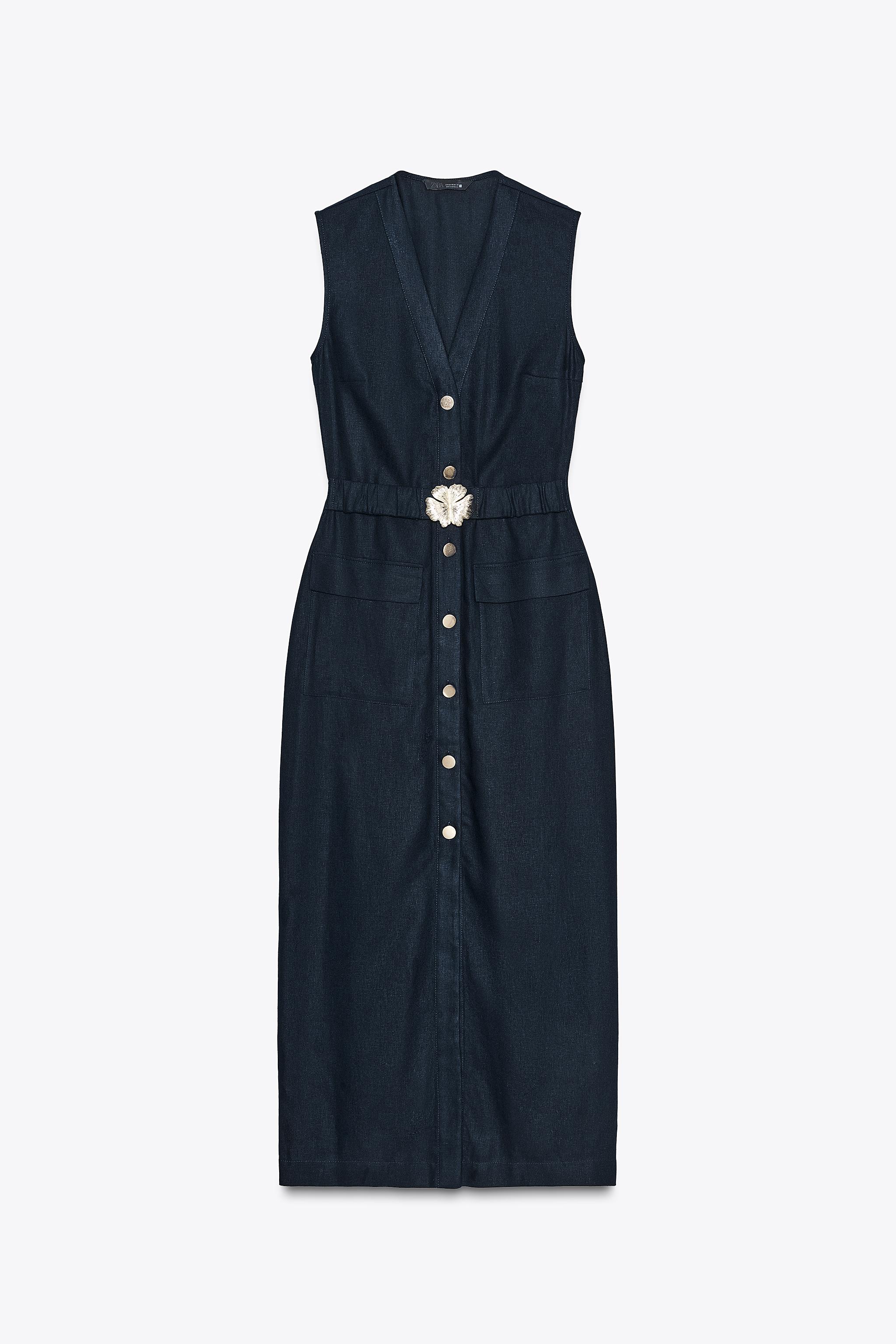 ROBE MIDI CEINTURE AVEC LIN