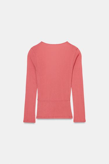 TEE-SHIRT CACHE-CŒUR SUPIMA® - Rouge / Corail de Zara - Image 4