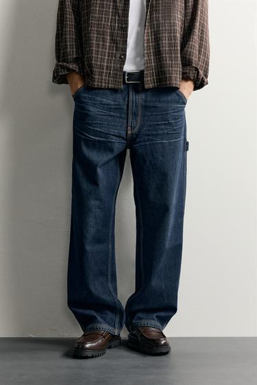 Zara CARPENTER POCKET RELAXED FIT JEANS - Blue