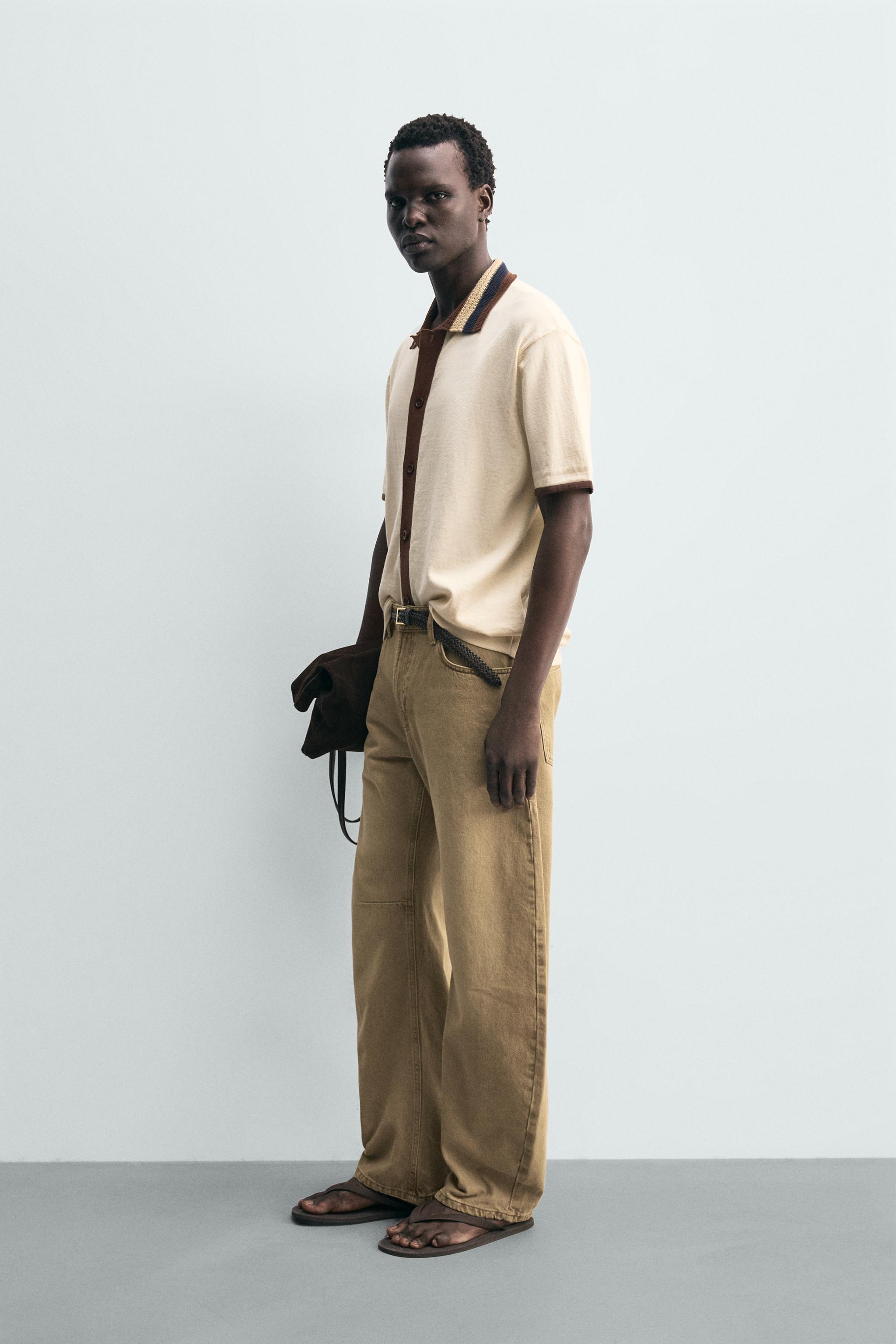 CONTRAST KNIT SHIRT