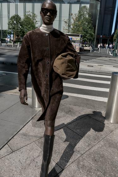 100% LEATHER COAT - Brown by Zara - Image 0
