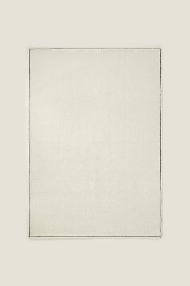 RECTANGULAR BOUCLÉ WOOL RUG - White by Zara - Image 1