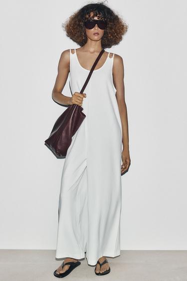 LONG JUMPSUIT WITH DOUBLE STRAPS - White by Zara