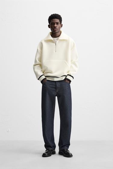 QUARTER-ZIP HOODIE - Oyster-white by Zara - Image 0