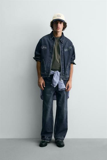 Zara FARMERKE OPUŠTENOG KROJA SA ZAKRPOM FORD © – Plava – Slika 0