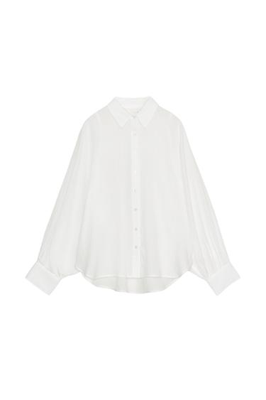 CAMISA MANGA LARGA AMPLIA - Blanco roto de Zara