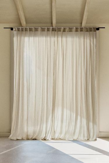 PRUHOVANÝ ŠIFONOVÝ ZÁVĚS - Světle modrá od Zara