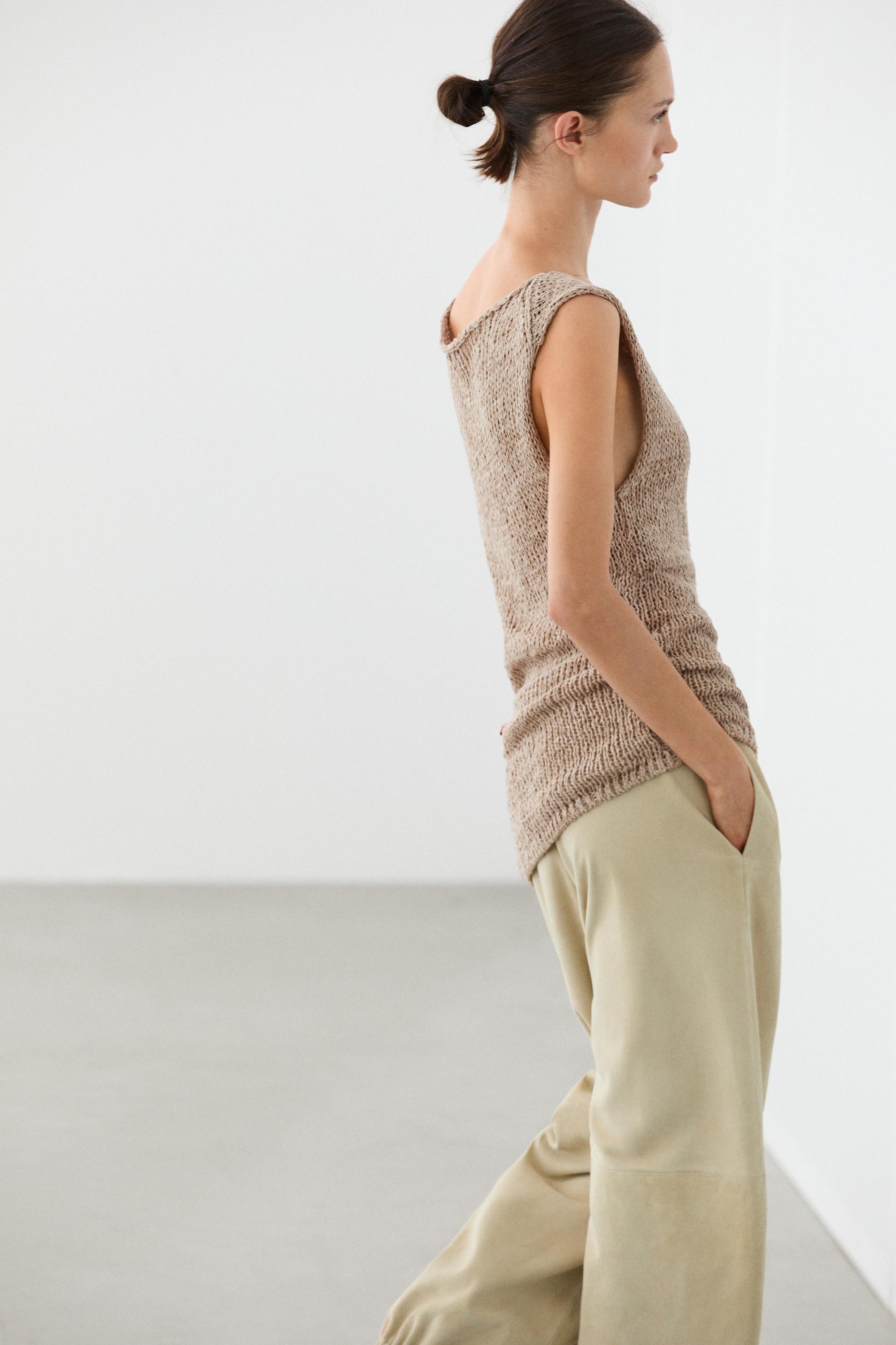 Knit cotton blend top
