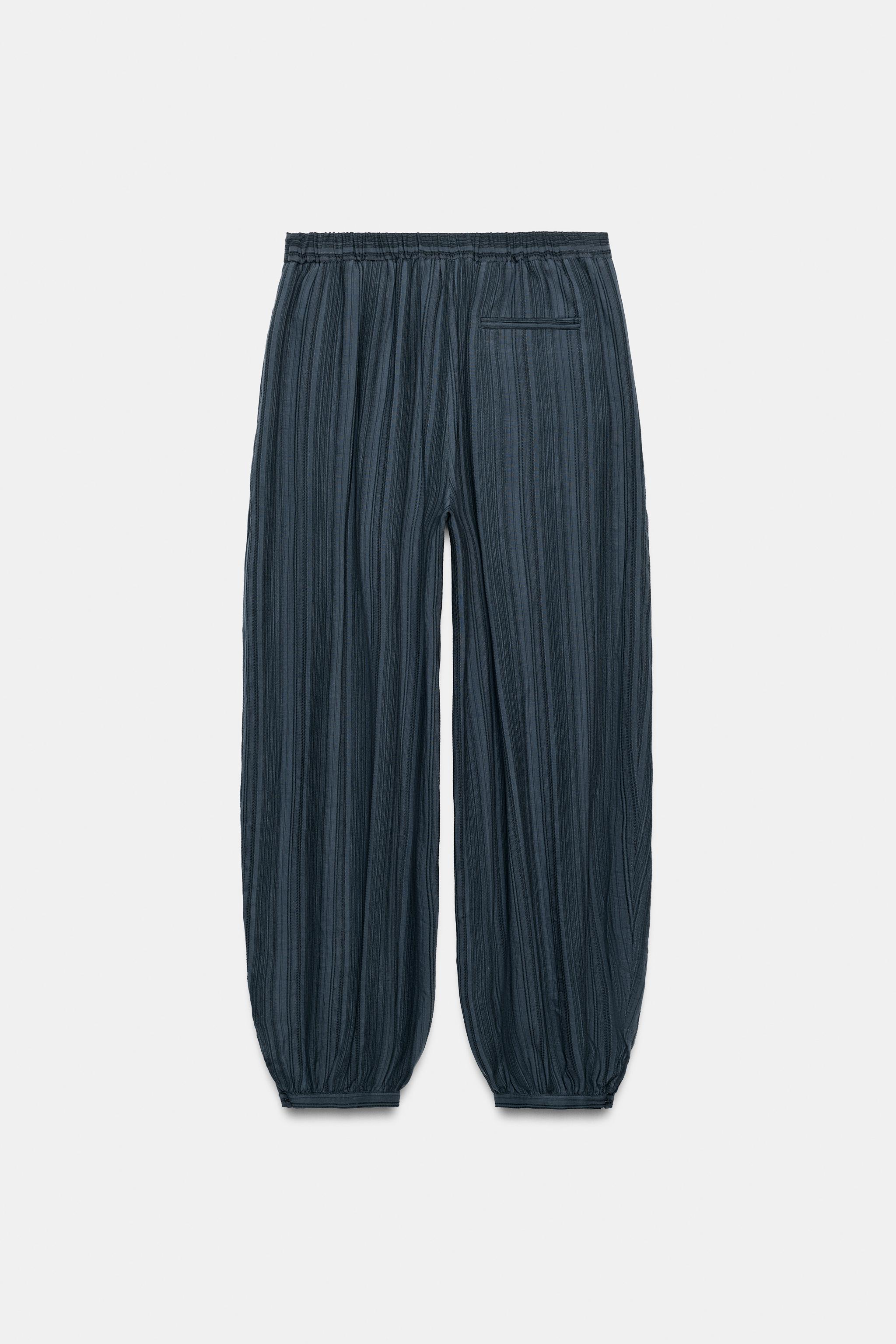 Женские брюки Zara ZW COLLECTION STRIPED BLOOMER PANTS — фото 9