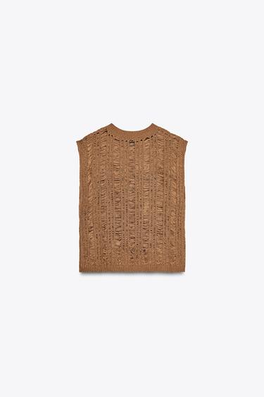 RIBBED KNIT TOP - Tans by Zara - Image 3