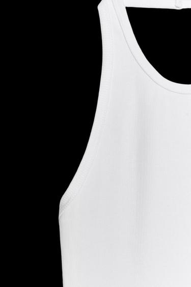 TOP HALTER RIB - Blanco de Zara