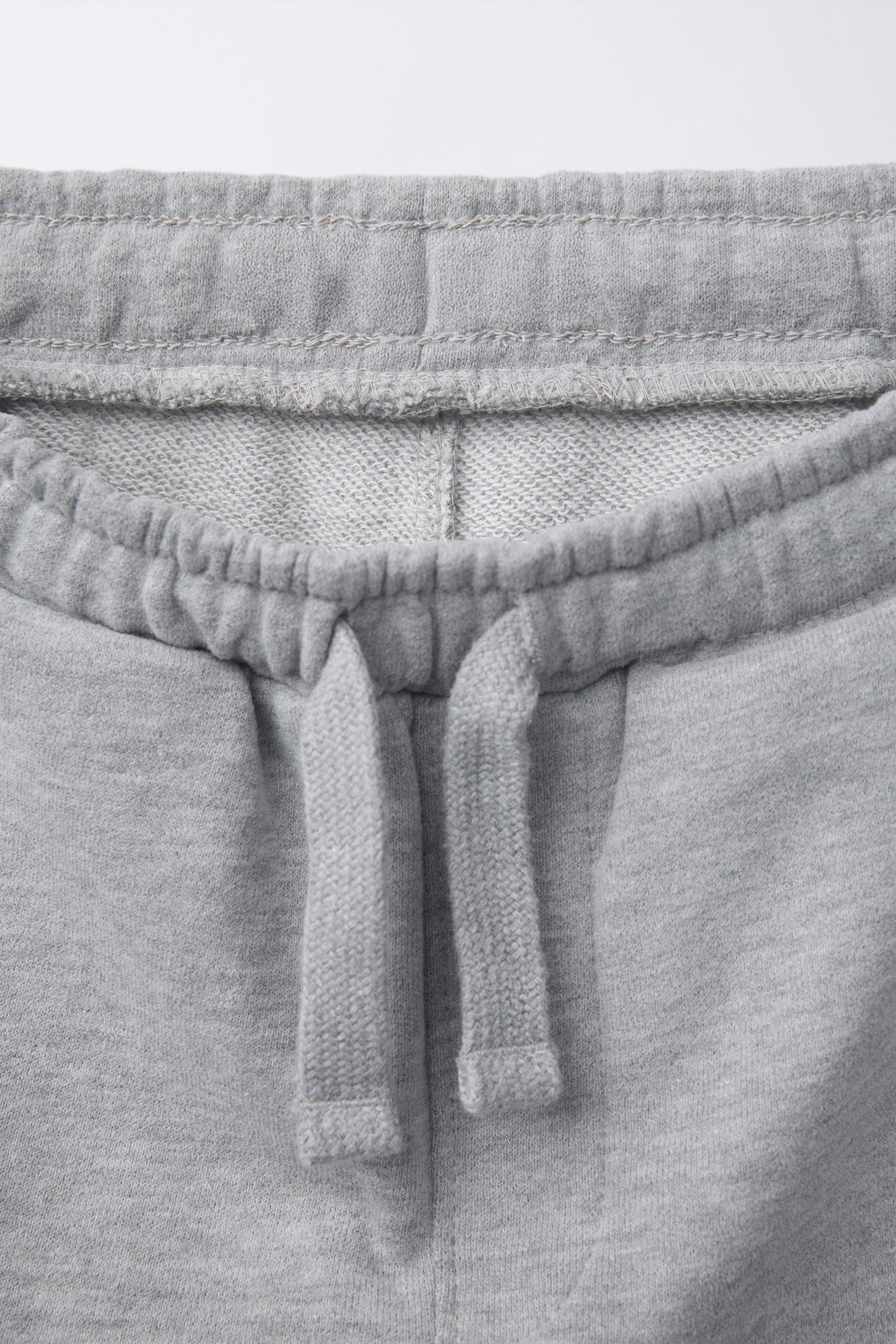STRAIGHT LEG PLUSH PANTS WITH SIDE STRIPES - Gray marl