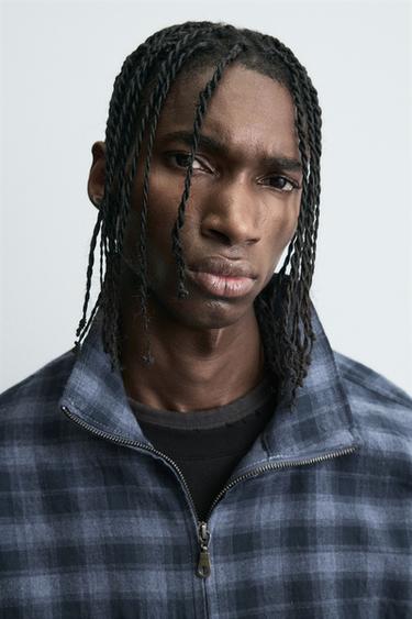 CHEMISE À CARREAUX ZIPPÉE - Bleu de Zara - Image 5