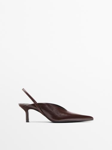 Zara High-heel slingback shoes - Burgundy Red