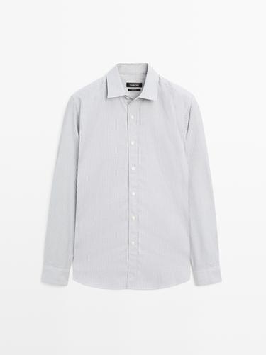 Zara Regular fit melange striped shirt - Gray