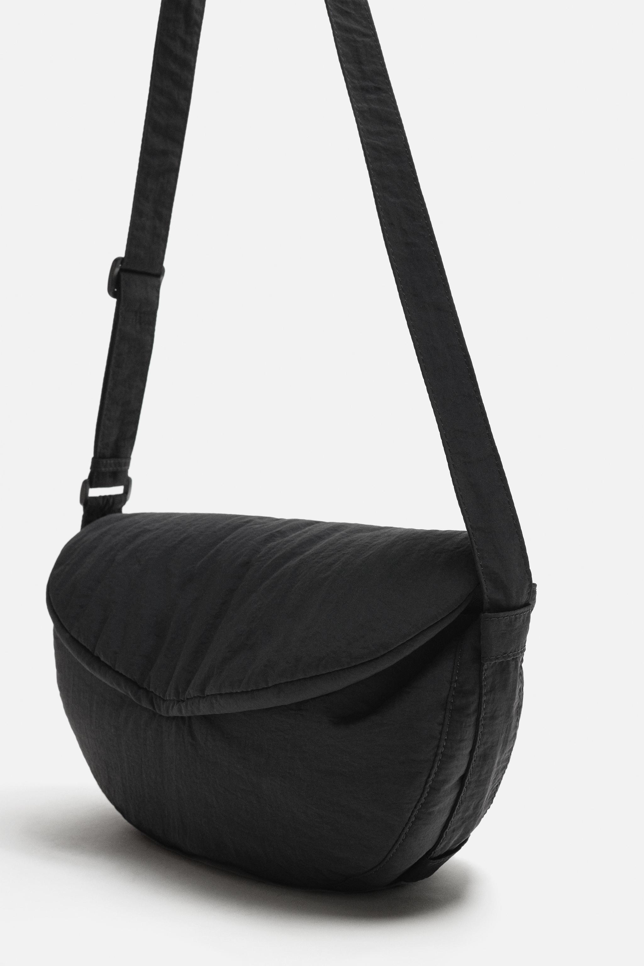 NYLON FLAP CROSSBODY BAG - Black | ZARA Thailand