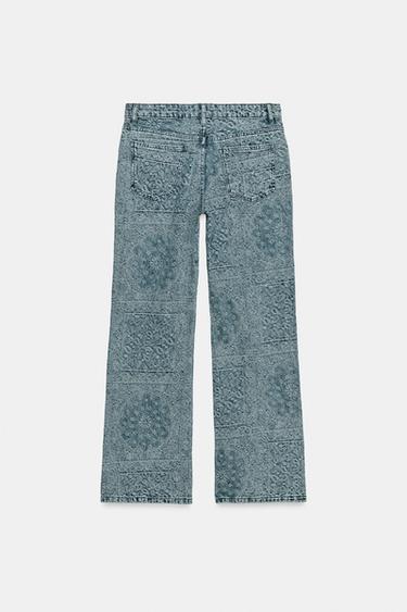ZW COLLECTION HIGH-WAIST FLARE JACQUARD JEANS - Blue by Zara - Image 6