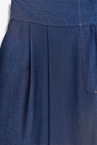 STITCHED WIDE-LEG TROUSERS - Indigo by Zara - Image 7