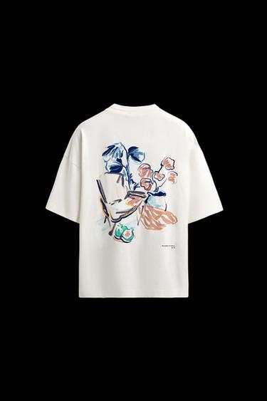 Zara COMBINED PRINT T-SHIRT - White