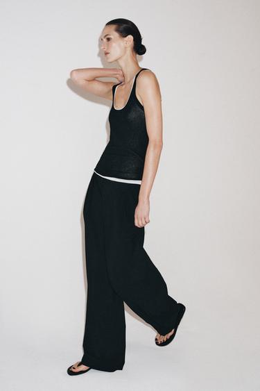 TOP PUNTO FINO MANGA SISA - Negro de Zara