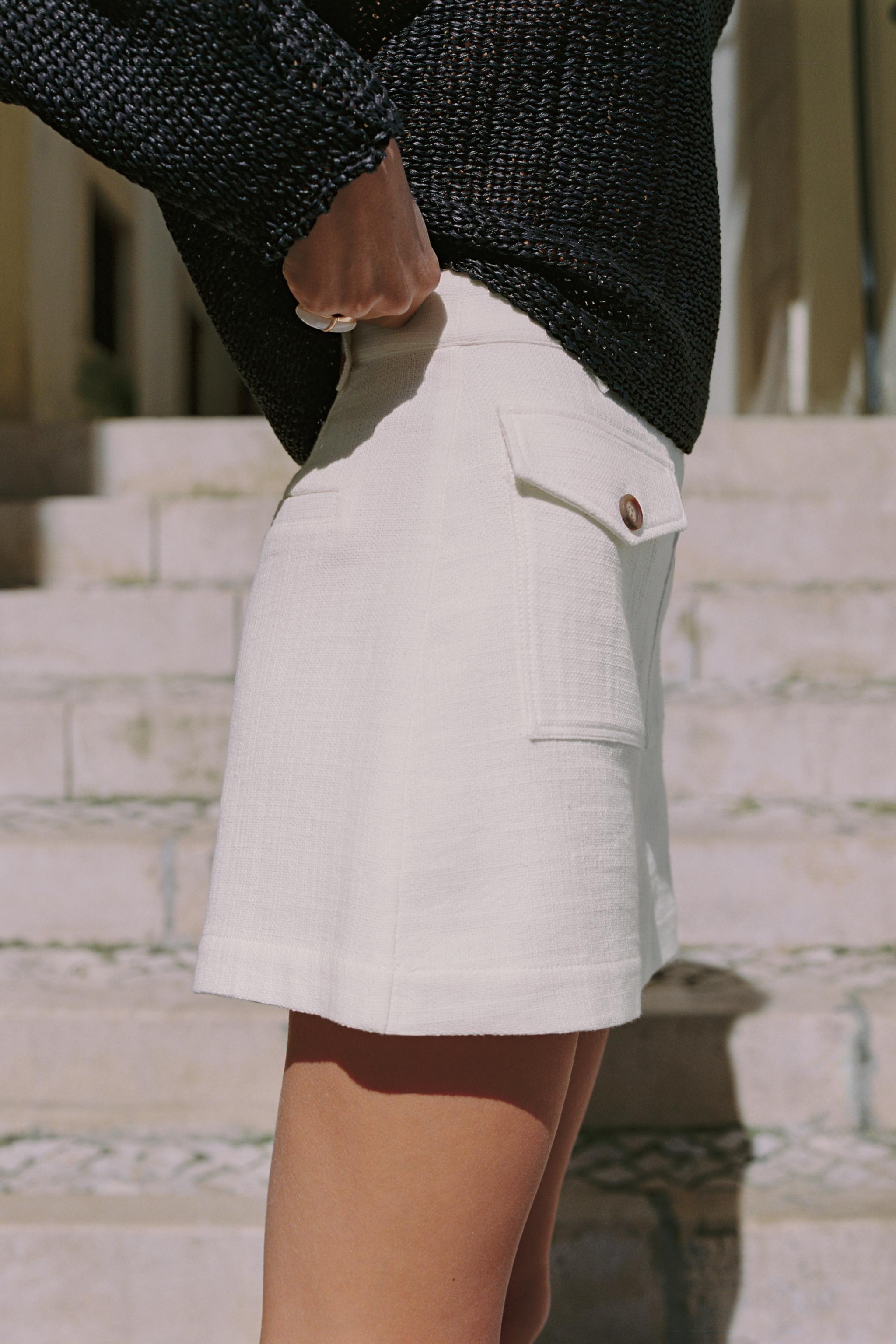 JUPE-PANTALON EN TISSU RUSTIQUE