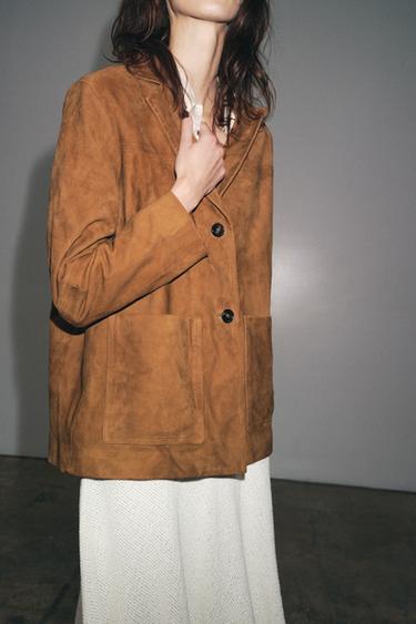 Zaras MOCKASKINNJACKA ZW COLLECTION LIMITED EDITION - Brun