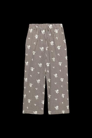 PANTALÓN CULOTTE CUADROS BORDADOS - Marrón / Crudo de Zara