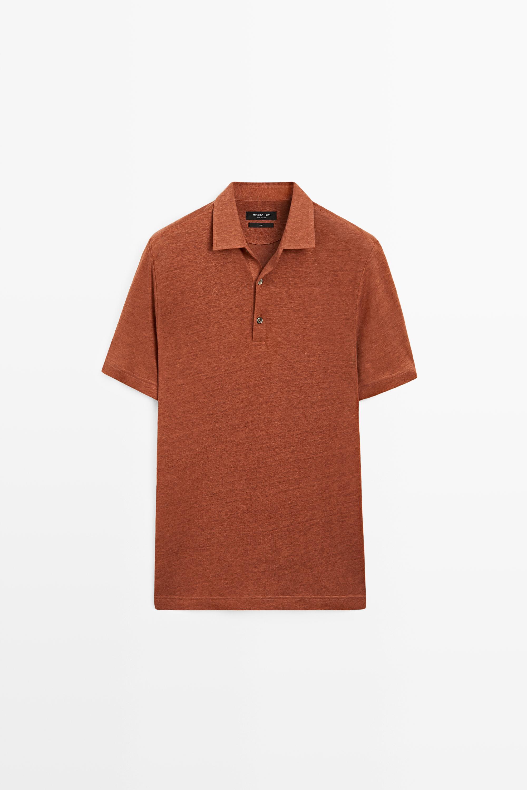 100% linen short sleeve polo shirt — Champagne