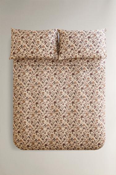 Zara FLORAL PRINT SATEEN DUVET COVER - Beige - Image 0