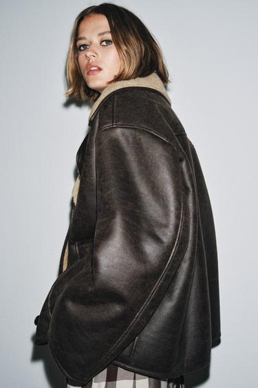 ZW COLLECTION DOUBLE-FACED JACKET - Brown / Ecru by Zara - Image 6