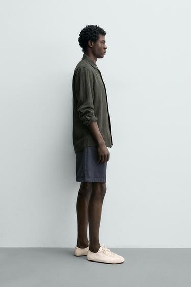 REGULAR FIT 100% LINEN SHIRT - Dark green by Zara - Image 3