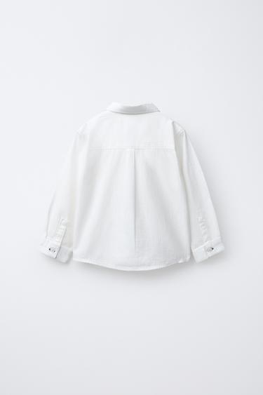PLAIN SHIRT WITH POCKET - White by Zara - Image 1