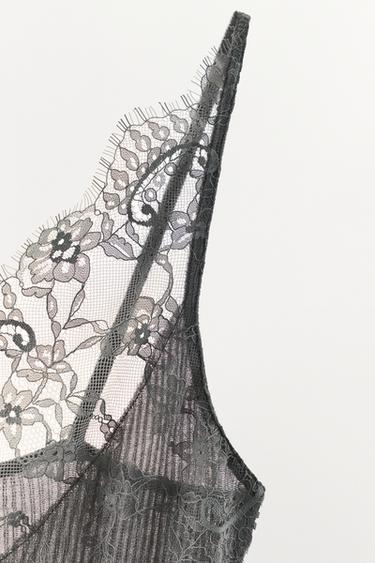 KNIT LACE STRAP TOP - Grey by Zara - Image 4