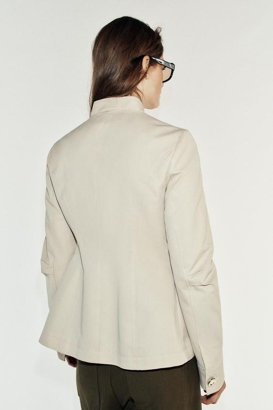 BLOUSON CINTRÉ À COL MONTANT - Écru de Zara - Image 2
