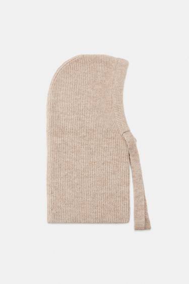 RIBBED KNIT HOOD - Beige by Zara