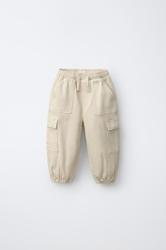 Zara SARŽIST KARGOPÜKSID - Light beige - Pilt 0