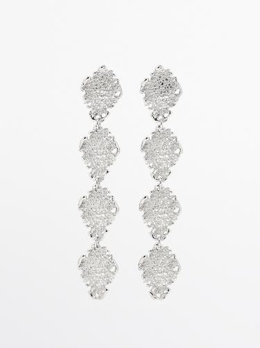 Pendientes largos textura - Plata de Zara - Imagen 0