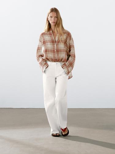 Zara Tejan trousers with texture detail - Oyster-white - Image 0