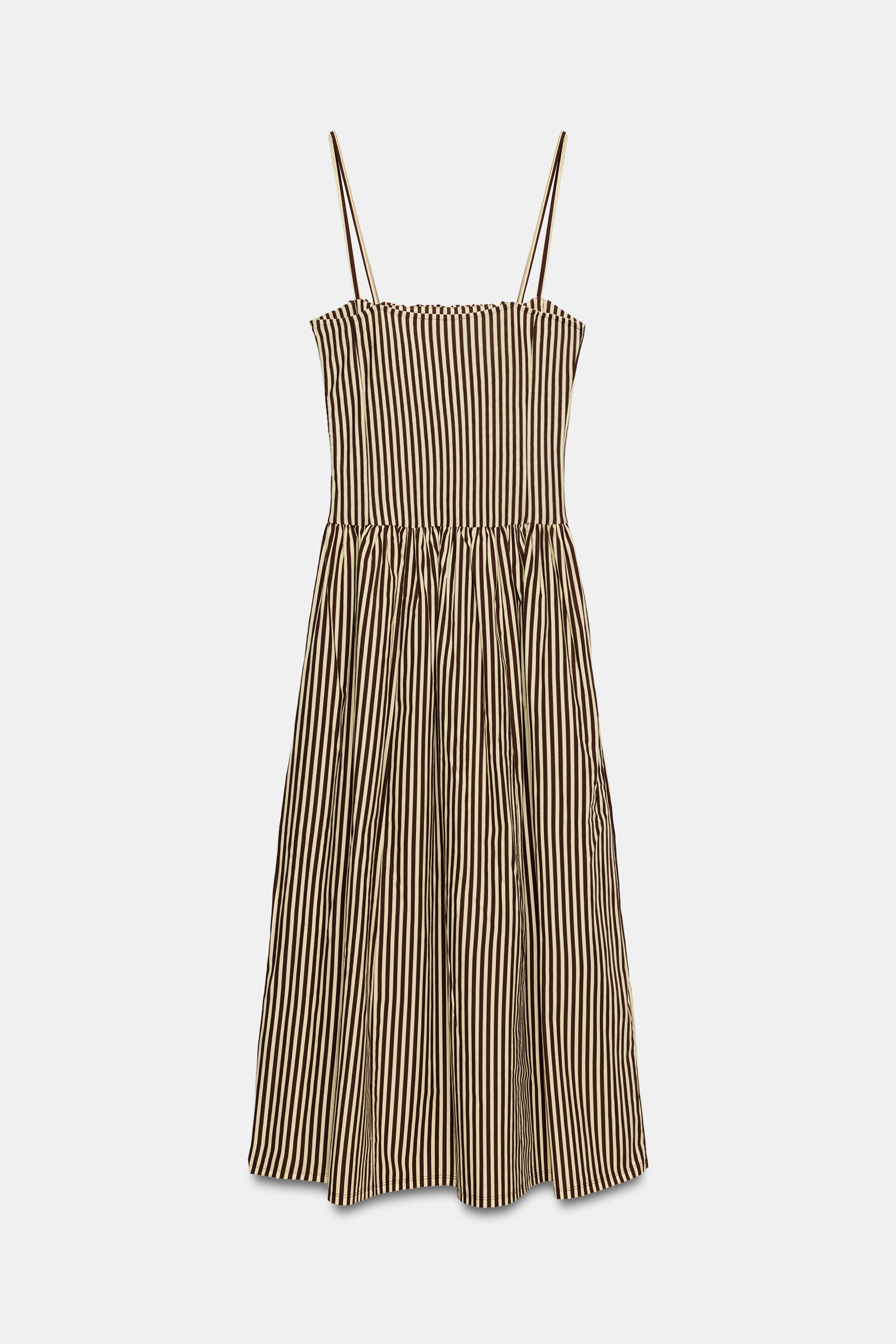 STRIPED COMBINATION POPLIN DRESS
