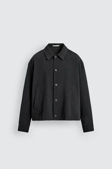 FLUID BOXY FIT OVERSHIRT - Black by Zara