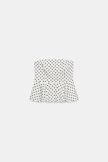 POLKA DOT PEPLUM BANDEAU TOP - Ecru / Black by Zara - Image 3
