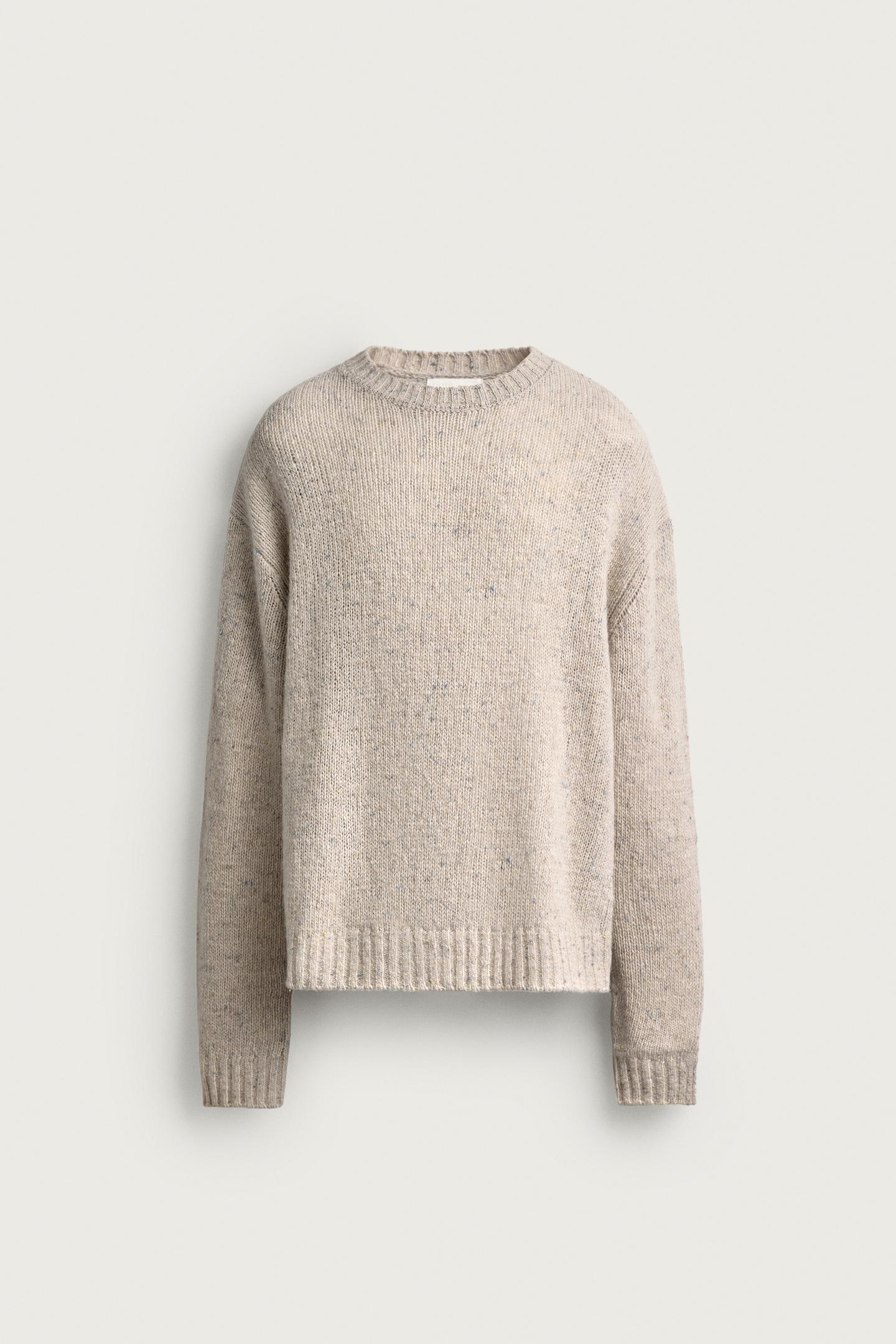Мужской свитер Zara Wool Blend Botonato, цвет: Экрю — фото 7