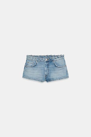 SHORTS DENIM TRF CORDON CINTURA - Azul claro de Zara - Imagen 0