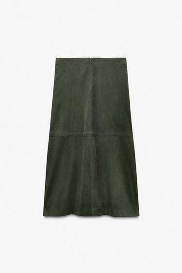 LIMITED EDITION MINIMAL SUEDE LEATHER SKIRT - Dark green by Zara - Image 5