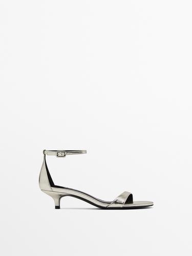 Zara High-heel sandals with metallic strap - Platinum Beige