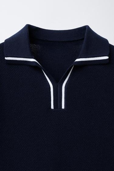 PIQUÉ KNIT POLO SHIRT - Navy blue by Zara - Image 2