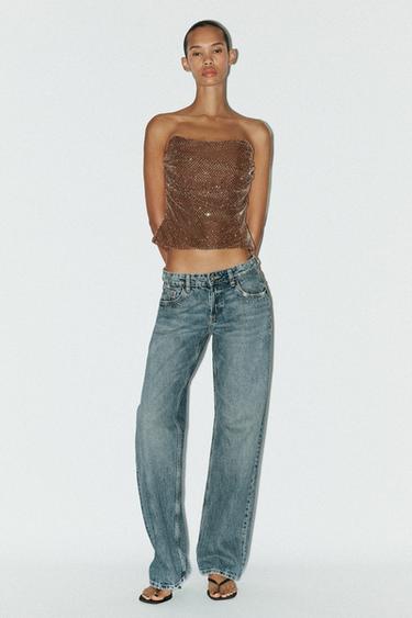 DRAPED RHINESTONE TOP - Bronze by Zara - Image 0