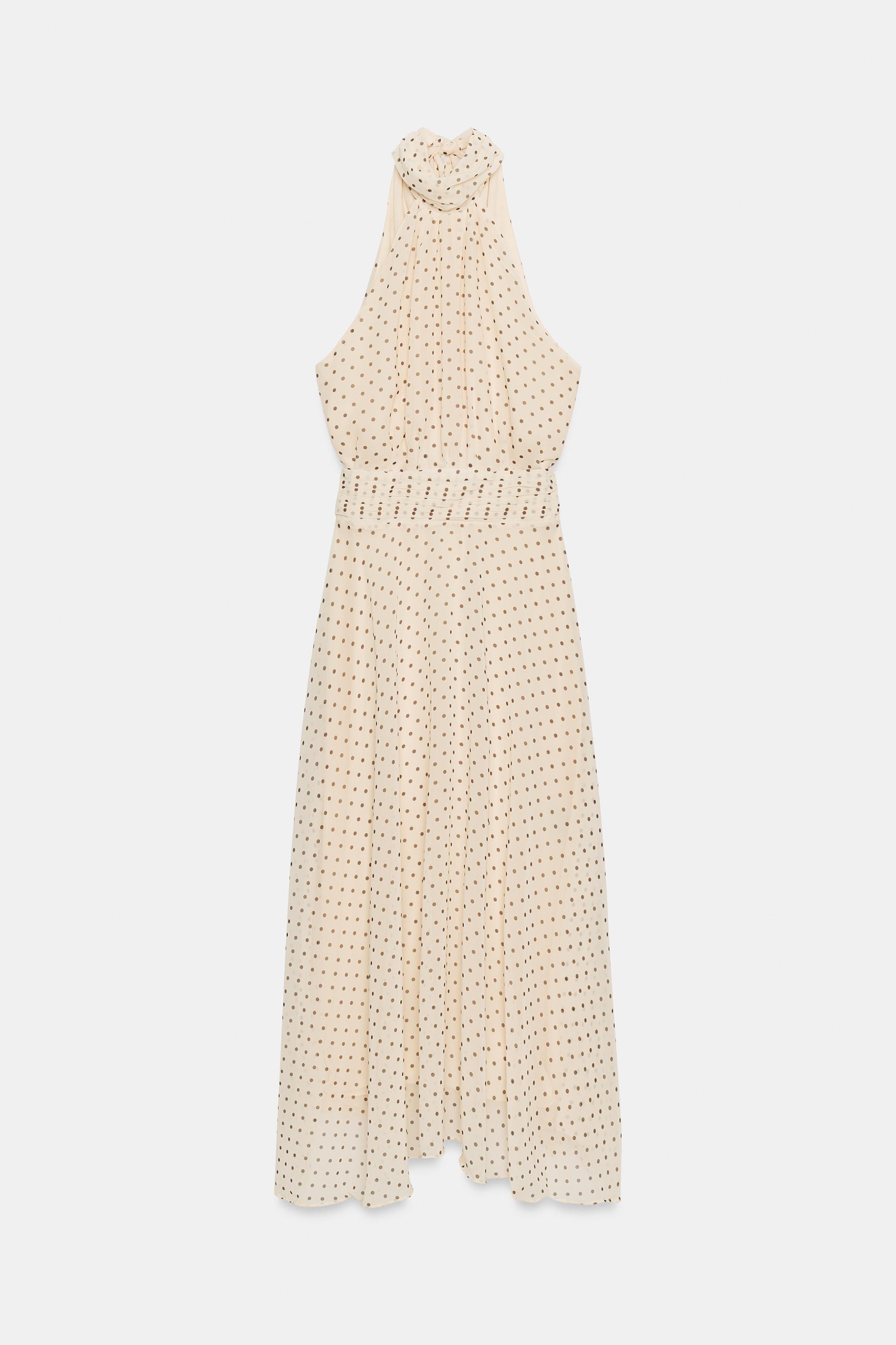 Женские платья Zara POLKA DOT HALTER MIDI DRESS — фото 8