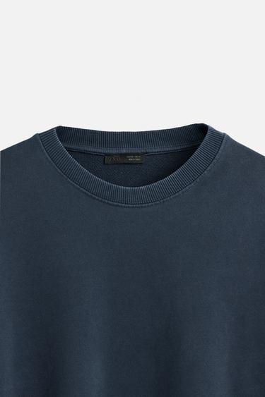 SWEATSHIRT SOFT IM USED-LOOK - Blau von Zara